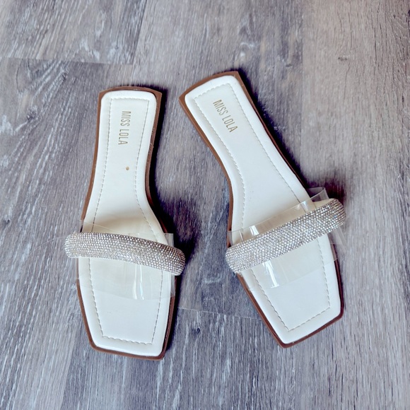 Rhinestone bling sandals slides bridal - Picture 2 of 9